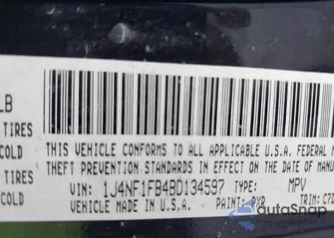 2011 Jeep Compass z USA, uszkodzony, nr VIN 1J4NF1FB4BD134597